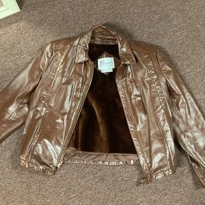 BERMANS LEATHER JACKET REDISH BROWN